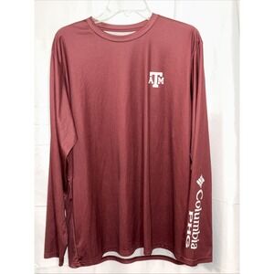 Texas A&M Aggies Shirt Long Sleeve Mens Large Maroon NCAA Football Columbia PFG